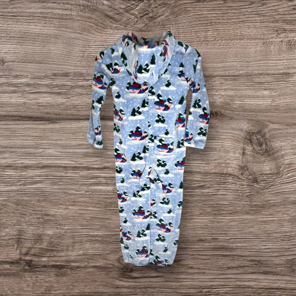 Vineyard Vines High-Pile Blue Snowman One-Piece Hooded Pajamas. Boys 7. - Image 2 of 4