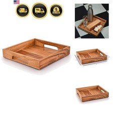Acacia Wood Breakfast & Snack Tray with Handles