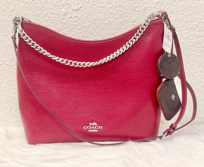 未使用級✨COACH wool accessory porch shoulder Coach Laurel Large Shoulder Bag With Mirror Charm And Pouch CBI93