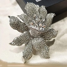 Unique Vintage Style Flower Leaf Rhinestone Crystal Pendant Brooch Pin Gift