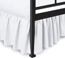 Queen Ruffled Bed Skirt, 18" Drop, White Microfiber, Hotel Quality, WrinkleFree