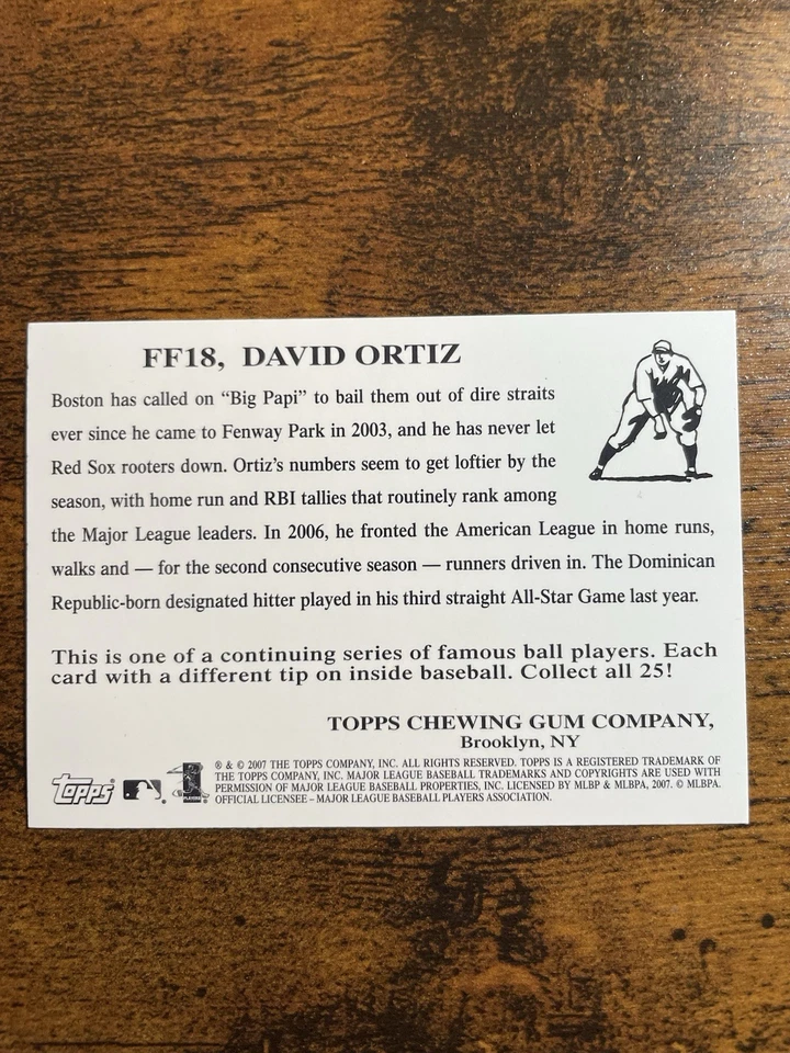 Topps Flashback Fridays 2007 #FF18 David Ortiz Medias Rojas autógrafo 4/6 Foto 2 de 2