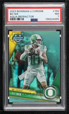 2023 Bowman U Chrome Aqua Refractor 13/299 Bo Nix #159 PSA 7 0ma6