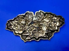 HUGE 3 Rose Flowers Bouquet Floral Cutout Belt Buckle by Famous Stars & Stripes