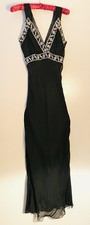 Vintage 1930s/1940s Black Sheer Nightgown With Cream Lace Appliqu