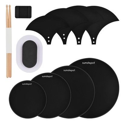 Drum Mute Pads 11 Pieces With Cymbal Pad and Hi hats Set Pad, Foam Drum Silen...
