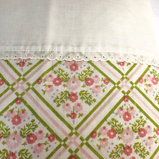 Vintage Springmaid Floral Twin Flat And Fitted Sheets Lattice Pink Green Eyelet