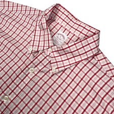 Brooks Brothers Men's Non-Iron L/S Button Shirt Red/White Checked   XL