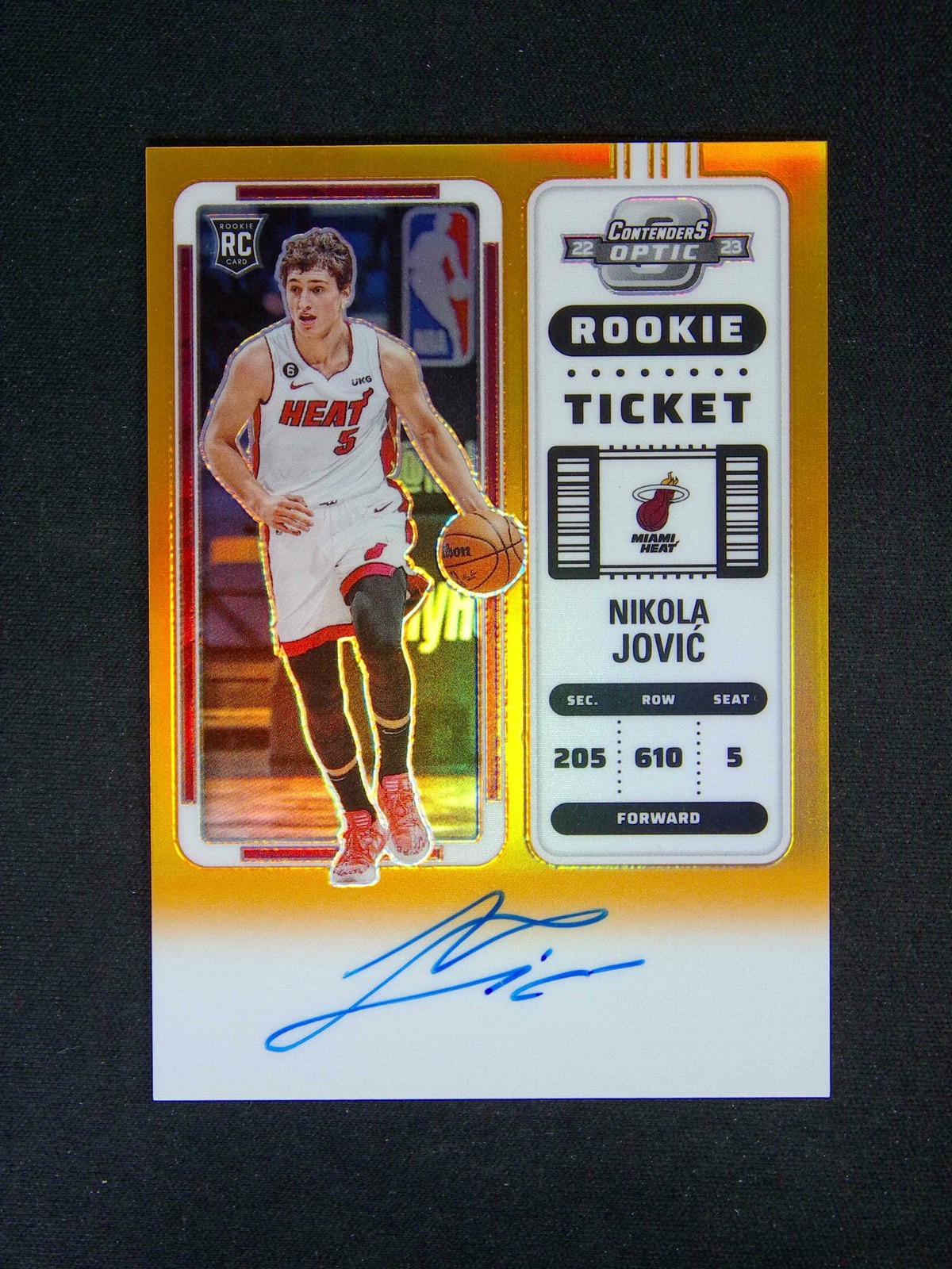 2022-23 Panini Contenders Optic Nikola Jovic #120 RC Ticket Auto Orange /25