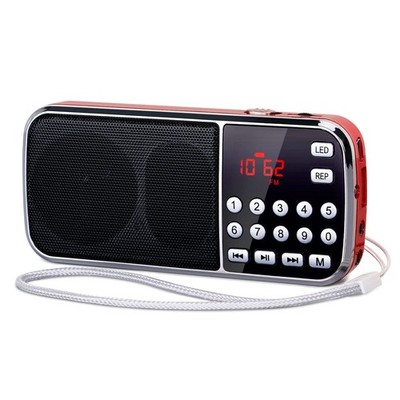 PRUNUS J-189 Bluetooth AM FM Radio, Small L x W x H: 1 x 5 x 2.4 inch, Red 