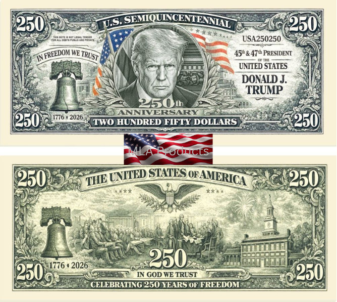 40 Pack Donald Trump USA 250th Anniversary Dollar Bill Collectible Freedom Money