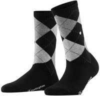 Burlington Damen Rib Courtside Argyle Baumwolle Socken - Schwarz