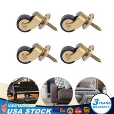 4PCS Brass Universal Furniture Caster Table Chair Sofa Piano Rubber Wheel Roller