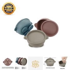 3 Pack Silicone Toddler Suction Bowls - BPA-Free Leakproof Feeding Set