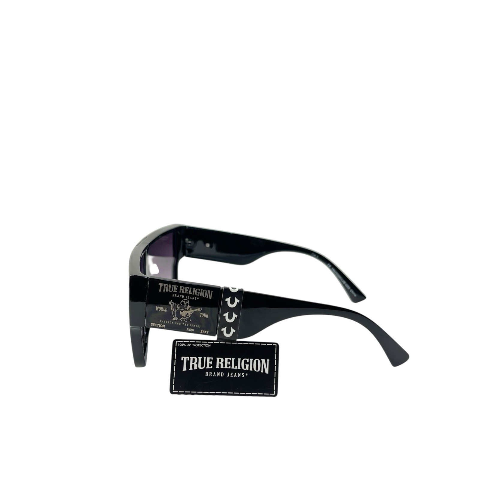 True Religion Women’s Sunglasses TR57235K BlacK Oversized Logo NEW NO CASE thumbnail 3