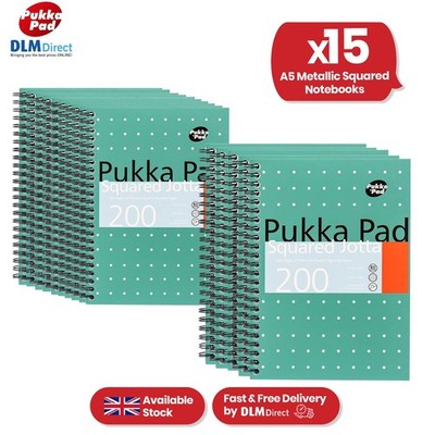 Pukka Block A5 eckig Jotta Buch 200 Seiten, 5 mm Raster, drahtgebunden, Ausreißkanten