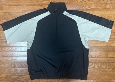 IZOD 1/2 Zip Lightweight Black Tan Short-sleeve Golf Jacket Windbreaker Men's XL