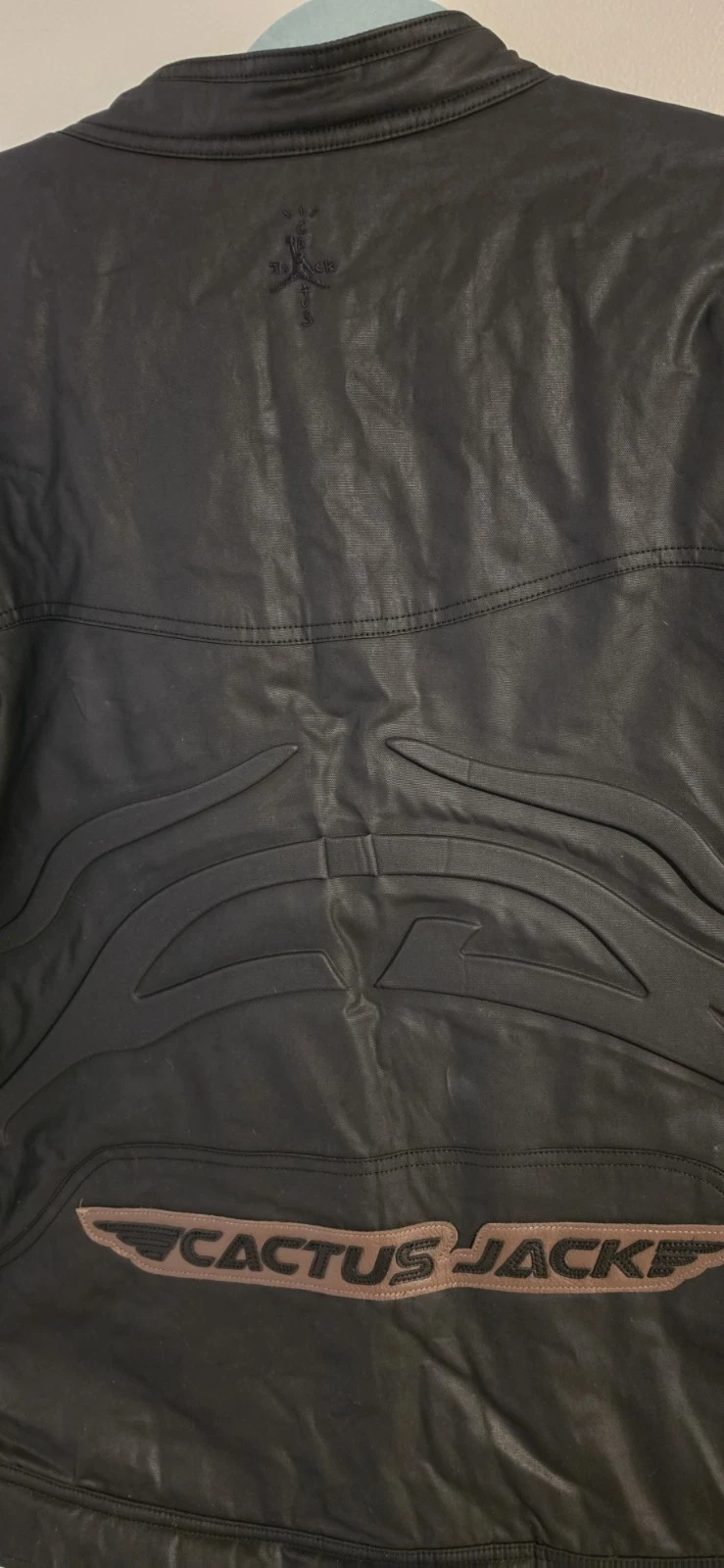 Jordan Cactus Jack Men’s XL Black Leather Jacket Full Zip Band Collar - product detail image 6