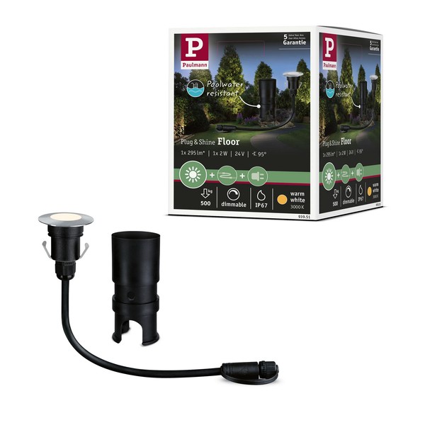 Plug & Shine LED Bodeneinbauleuchte Floor Mini Einzelspot IP67 3000K 2,5W Silber-image