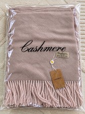 Cashmere Écharpe femme rose clair uni cachemire laine viscose à franges