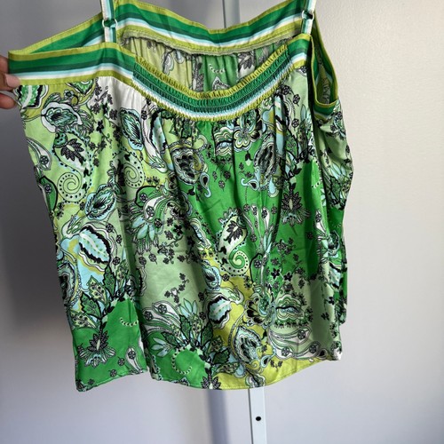 Hale Bob Green Floral Tank Top Sleeveless Casual Blouse Summer Size S - Picture 8 of 10