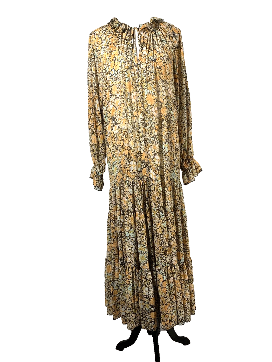 fitted lace wedding dress FREE PEOPLE Floral JULIANNA Maxi Dress  Silver  Accents