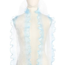 15Yards Ruffle Single - Lock Lace Trim Organza Fabric Gradient Sky Blue