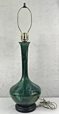 Vtg MCM Lava Blue Green Drip Glazed Pottery Ceramic Lamp Etruscan Royal Haeger ?