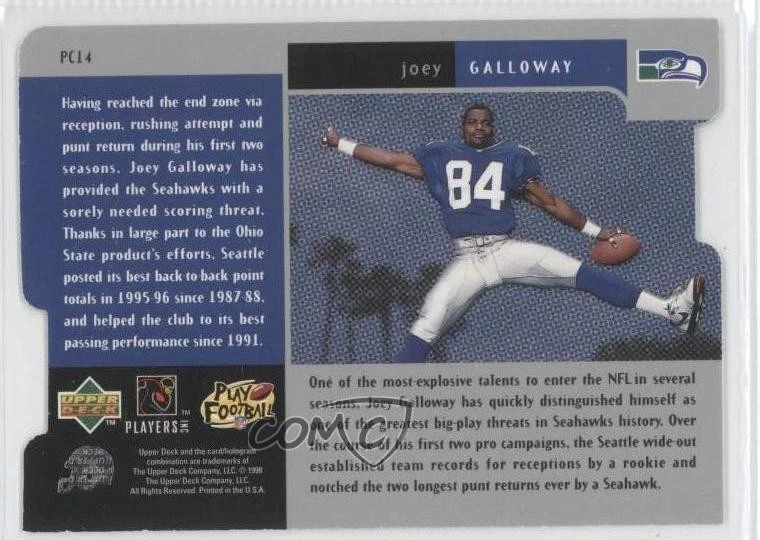 1998 Upper Deck Black Diamond Premium Cut Quadruple Horizontal Joey Galloway - Image 2 of 2