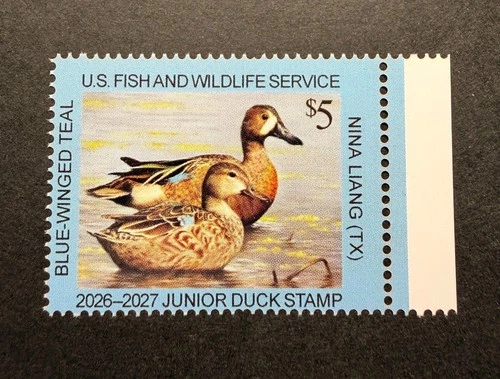 WTDstamps - #JDS34 2026 - Junior Duck Stamp **NINA LIANG** Mint OG NH