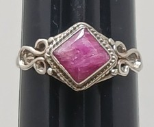 Ruby Sterling Silver 925 Ring Size 8.25 With Intricate Filigree Design RB2-1