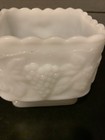 Anchor Hocking~Milk Glass~Grapes and Leaves~4 1/4" Square~Candy Dish or Planter — photo 7