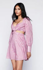 NWT Bardot Pink Florita Cutout Long Sleeve Minidress floral Dress US 8