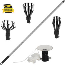 12FT Light Bulb Changer for High Ceilings, Aluminum Extension Pole with Suction