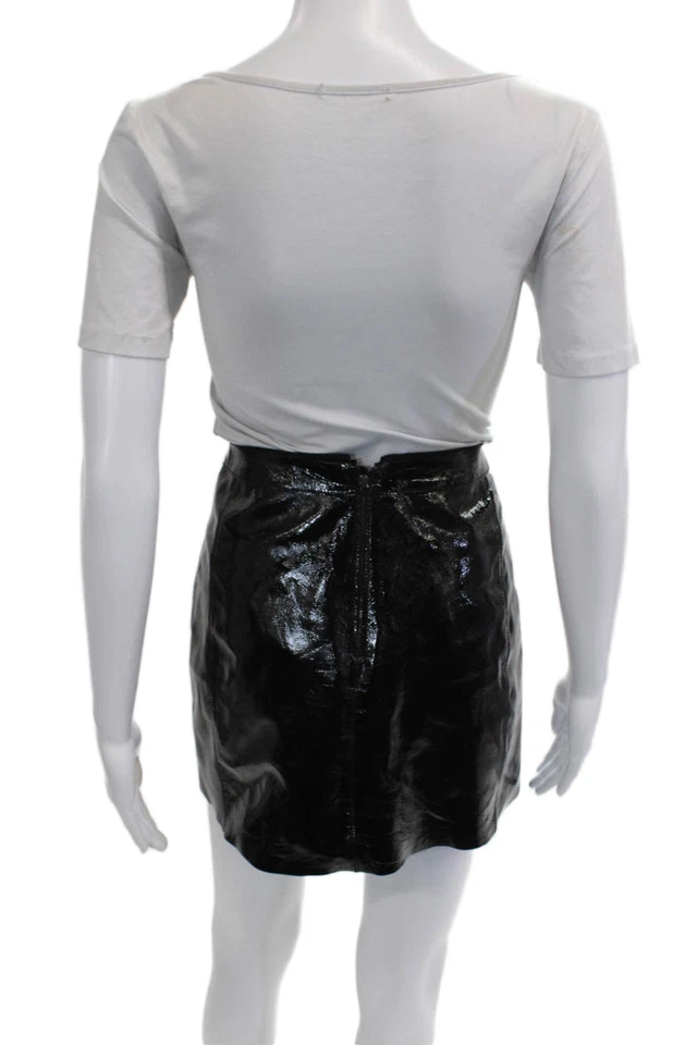 Minifalda lápiz de cuero negra para mujer Elie Tahari talla 6 Foto 3 de 4