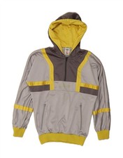 ADIDAS Womens Graphic Zip Neck Hoodie Jumper UK 14 Medium Grey Colourblock BM10