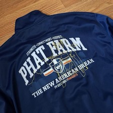 Vintage Y2K Phat Farm Jacket Men L Tracksuit Full Zip Blue Orange Striped