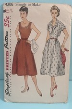 Simplicity 1953 Women&rsquo;s Dress With Short Jacket Pattern 4306 Sz 16 Bust 34 Vtg