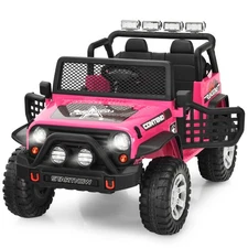 Honeyjoy 12V Kids Ride On Truck Remote Control Electric Car with Lights PInk