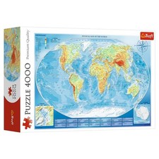 Puzzle: Large Physical Map Of The World 4000 Piece Trefl Red