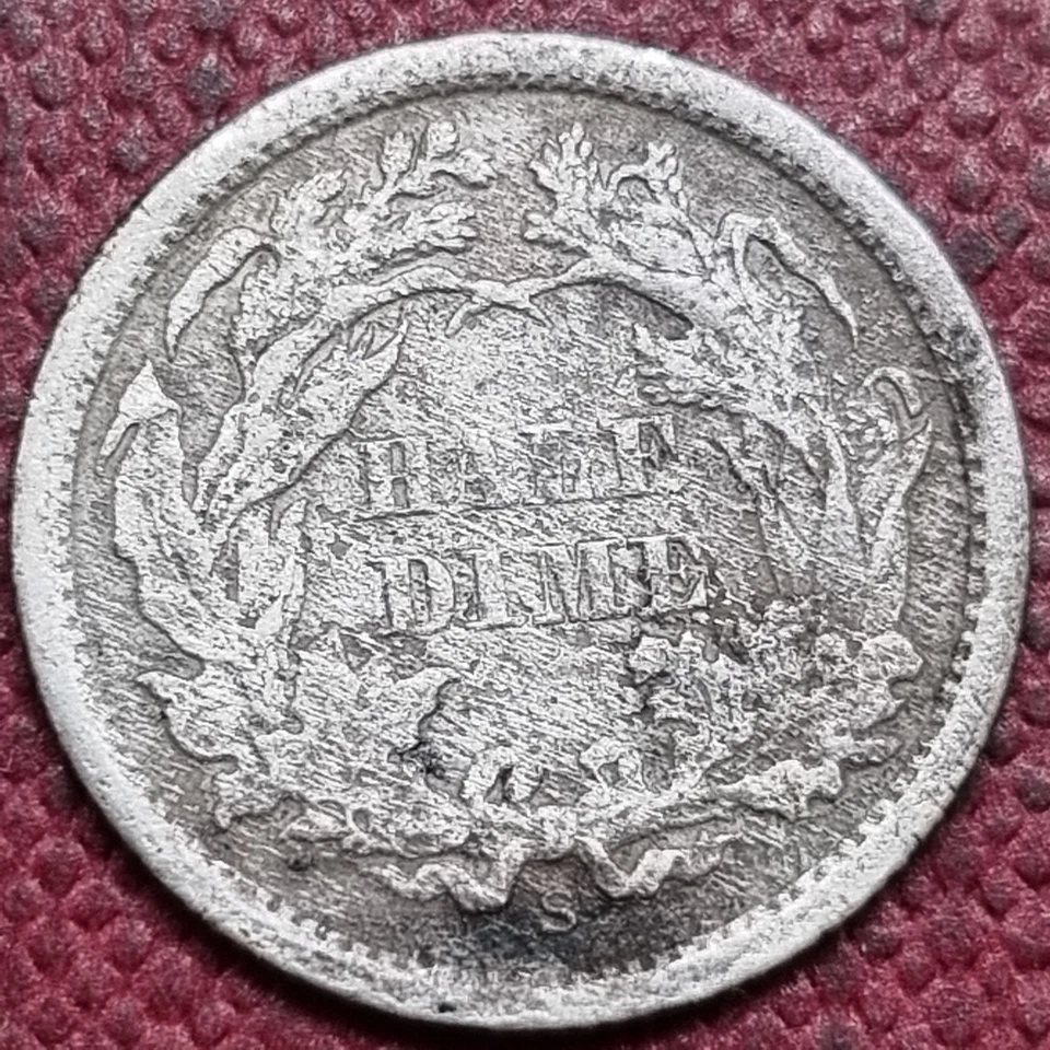1863 S Seated Liberty Half Dime 5c Better Grade VF Details #96039 - Image 2 of 2