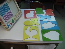 JUMBO STENCIL SET VINTAGE 1950's BY SAALFIELD 6166:200 CHILDRENS TOY CRAFTS RARE