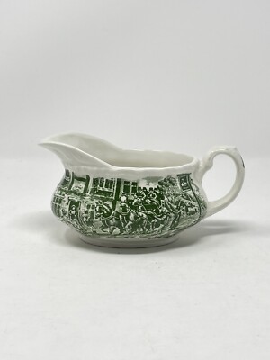 Royal Tudor Ware Coaching Taverns Green Gravy Boat Staffordshire England Stone