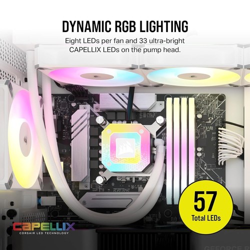 Corsair iCUE H150i Elite Capellix Liquid CPU Cooler - White (CW-9060051-WW) - Picture 2 of 8