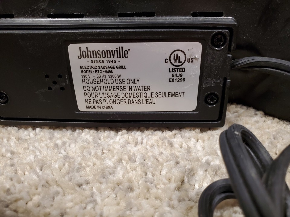 Johnsonville Sizzling Sausage Grill Indoor Electric Grill BTG0498 NO