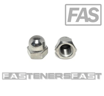 FASTENERCART (5) 1/2-20 Stainless Steel Hex Acorn Cap Nuts 18-8 UNF Fine Thread (5 Pieces)