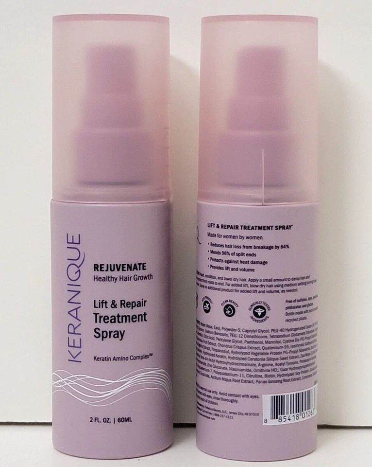 Paquete de 2 aerosoles de tratamiento rejuvenecedor de elevación y reparación KERANIQUE 2 fl oz cada uno Foto 3 de 3