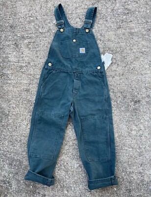 VTG New With Tags Carhartt Overalls Kids Size 8 Teal Green Double Knee USA Made