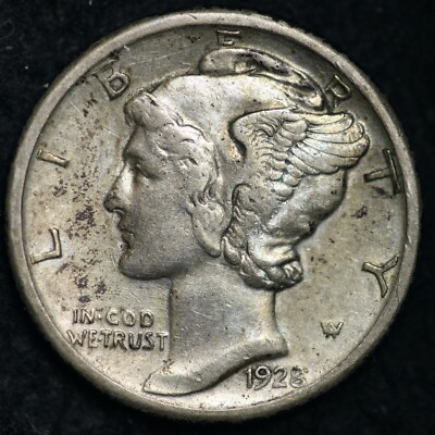 1928-S Mercury Silver Dime CHOICE AU FREE SHIPPING E291 QET