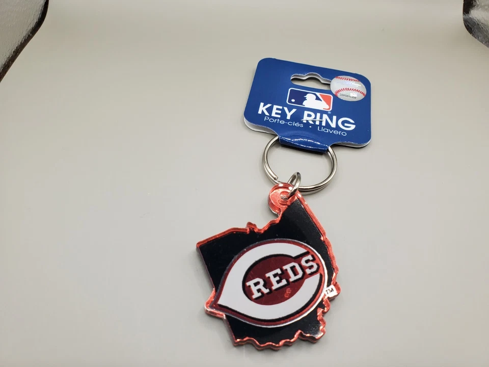WinCraft MLB Cincinnati Reds Mirrored Back State Shaped Key Ring! New - Image 2 of 4
